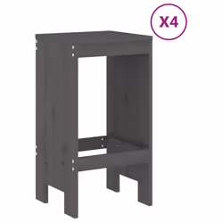 vidaXL Set Bar da Giardino 5 pz Grigio in Legno Massello di Pino - Vista aggiuntiva 3