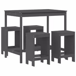 Set Bar da Giardino 5 pz Grigio in Legno Massello di Pinocod mxl 107583 - Vista aggiuntiva 2
