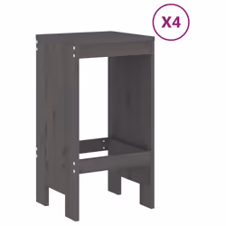 Set Bar da Giardino 5 pz Grigio in Legno Massello di Pinocod mxl 107583 - Vista aggiuntiva 3