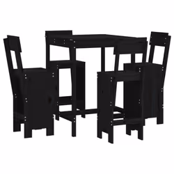 Set Bar da Giardino 5 pz Nero in Legno Massello di Pinocod mxl 107642 - Vista aggiuntiva 2
