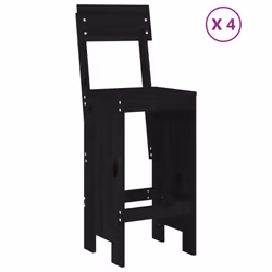 Set Bar da Giardino 5 pz Nero in Legno Massello di Pinocod mxl 107642 - Vista aggiuntiva 3