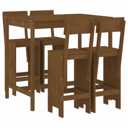 Set Bar da Giardino 5 pz Miele in Legno Massello di Pinocod mxl 107641 - Vista aggiuntiva 2