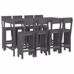 Set Bar da Giardino 9 pz Grigio in Legno Massello di Pinocod mxl 131616 - Vista aggiuntiva 2