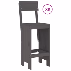 Set Bar da Giardino 9 pz Grigio in Legno Massello di Pinocod mxl 131616 - Vista aggiuntiva 3