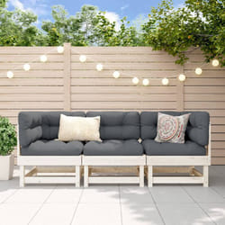Set Salotto da Giardino 3 pz Bianco in Legno Massello di Pino Vidaxl