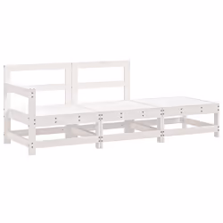 Set Salotto da Giardino 3 pz Bianco in Legno Massello di Pinocod mxl 108622 - Vista aggiuntiva 2