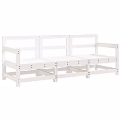Set Salotto da Giardino 3 pz Bianco in Legno Massello di Pinocod mxl 108797 - Vista aggiuntiva 2