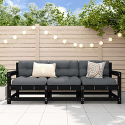 Set Salotto da Giardino 3 pz Nero in Legno Massello di Pino Vidaxl 39295