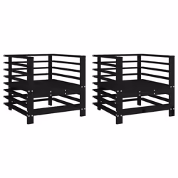 Sedie da Giardino 2 pz Nere in Legno Massello di Pinocod mxl 132765 - Vista aggiuntiva 2