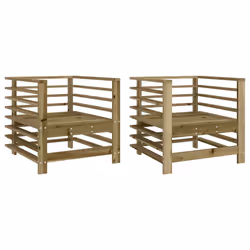 Sedie da Giardino 2 pz in Legno di Pino Impregnatocod mxl 108807 - Vista aggiuntiva 2