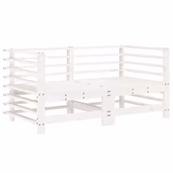 Divani Angolari da Giardino 2 pz Bianchi Legno Massello di Pinocod mxl 108801 - Vista aggiuntiva 2