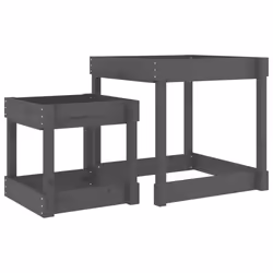 Tavoli Sabbiere 2 pz Grigi in Legno Massello di Pinocod mxl 111625 - Vista aggiuntiva 2