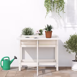 Fioriera Giardino Piano Pieghevole Bianco Legno Massello Pinocod mxl 86168 - Vista aggiuntiva 3