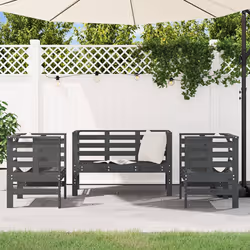 vidaXL Set Salotto da Giardino 3 pz Grigio in Legno Massello di Pino - Vista aggiuntiva 3
