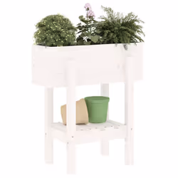 Fioriera da Giardino Bianca 62x30x69 cm Legno Massello di Pino cod mxl 118158 - Vista aggiuntiva 3