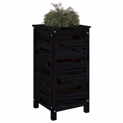 Fioriera da Giardino Nera 40x40x78 cm Legno Massello di Pinocod mxl 80232 - Vista aggiuntiva 3