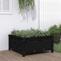 Fioriera da Giardino Nera 82,5x82,5x39cm Legno Massello di Pinocod mxl 80245