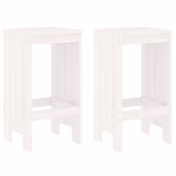 Sgabelli da Bar 2 pz Bianchi 40x36x75 cm Legno Massello di Pinocod mxl 127817 - Vista aggiuntiva 2
