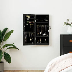 Armadio Portagioie con Specchio a Muro Nero 30x8,5x67 cm Vidaxl 8520