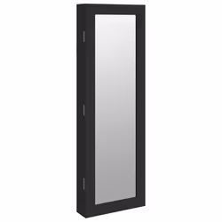 Armadio Portagioie con Specchio a Muro Nero 30x8,5x90 cmcod mxl 119539 - Vista aggiuntiva 2