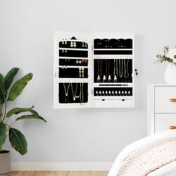 Armadio Portagioie con Specchio a Muro Bianco 37,5x10x67 cm Vidaxl 4972
