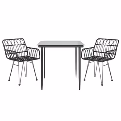 vidaXL Set da Pranzo da Giardino 3 pz Nero in Polyrattan - Vista aggiuntiva 3