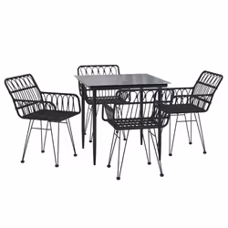 vidaXL Set da Pranzo da Giardino 5 pz Nero in Polyrattan - Vista aggiuntiva 3