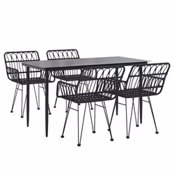 vidaXL Set da Pranzo da Giardino 5 pz Nero in Polyrattan - Vista aggiuntiva 3