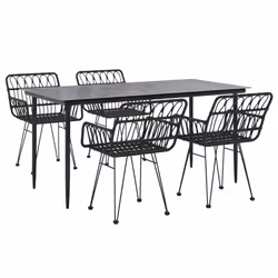 vidaXL Set da Pranzo da Giardino 5 pz Nero in Polyrattan - Vista aggiuntiva 3