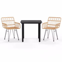 vidaXL Set da Pranzo da Giardino 3 pz in Polyrattan - Vista aggiuntiva 2