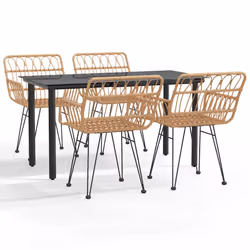 vidaXL Set da Pranzo da Giardino 5 pz in Polyrattan - Vista aggiuntiva 2