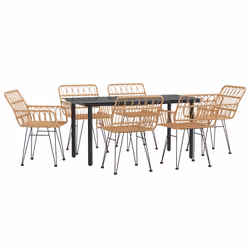 vidaXL Set da Pranzo da Giardino 7 pz in Polyrattan - Vista aggiuntiva 3