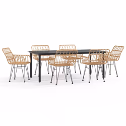 vidaXL Set da Pranzo da Giardino 7 pz in Polyrattan - Vista aggiuntiva 2