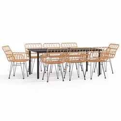 vidaXL Set da Pranzo da Giardino 9 pz in Polyrattan - Vista aggiuntiva 2