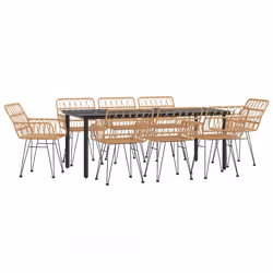 vidaXL Set da Pranzo da Giardino 9 pz in Polyrattan - Vista aggiuntiva 3