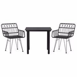 vidaXL Set da Pranzo da Giardino 3 pz Nero in Polyrattan - Vista aggiuntiva 3