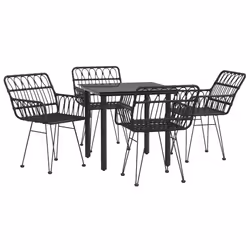 vidaXL Set da Pranzo da Giardino 5 pz Nero in Polyrattan - Vista aggiuntiva 3