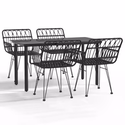 vidaXL Set da Pranzo da Giardino 5 pz Nero in Polyrattan - Vista aggiuntiva 2