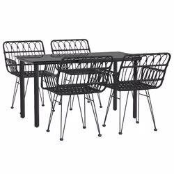 vidaXL Set da Pranzo da Giardino 5 pz Nero in Polyrattan - Vista aggiuntiva 3