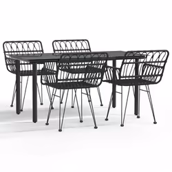 vidaXL Set da Pranzo da Giardino 5 pz Nero in Polyrattan - Vista aggiuntiva 2