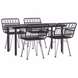 vidaXL Set da Pranzo da Giardino 5 pz Nero in Polyrattan - Vista aggiuntiva 3