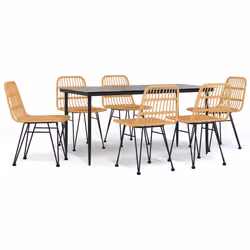 vidaXL Set da Pranzo da Giardino 7 pz in Polyrattan - Vista aggiuntiva 2