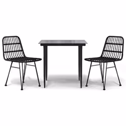 vidaXL Set da Pranzo da Giardino 3 pz Nero in Polyrattan - Vista aggiuntiva 2