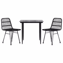 vidaXL Set da Pranzo da Giardino 3 pz Nero in Polyrattan - Vista aggiuntiva 3