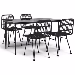 vidaXL Set da Pranzo da Giardino 5 pz Nero in Polyrattan - Vista aggiuntiva 2