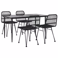 vidaXL Set da Pranzo da Giardino 5 pz Nero in Polyrattan - Vista aggiuntiva 3