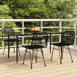 vidaXL Set da Pranzo da Giardino 5 pz Nero in Polyrattan