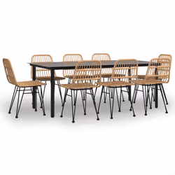 vidaXL Set da Pranzo da Giardino 9 pz in Polyrattan - Vista aggiuntiva 2