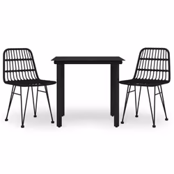vidaXL Set da Pranzo da Giardino 3 pz Nero in Polyrattan - Vista aggiuntiva 2