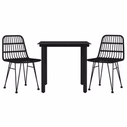 vidaXL Set da Pranzo da Giardino 3 pz Nero in Polyrattan - Vista aggiuntiva 3